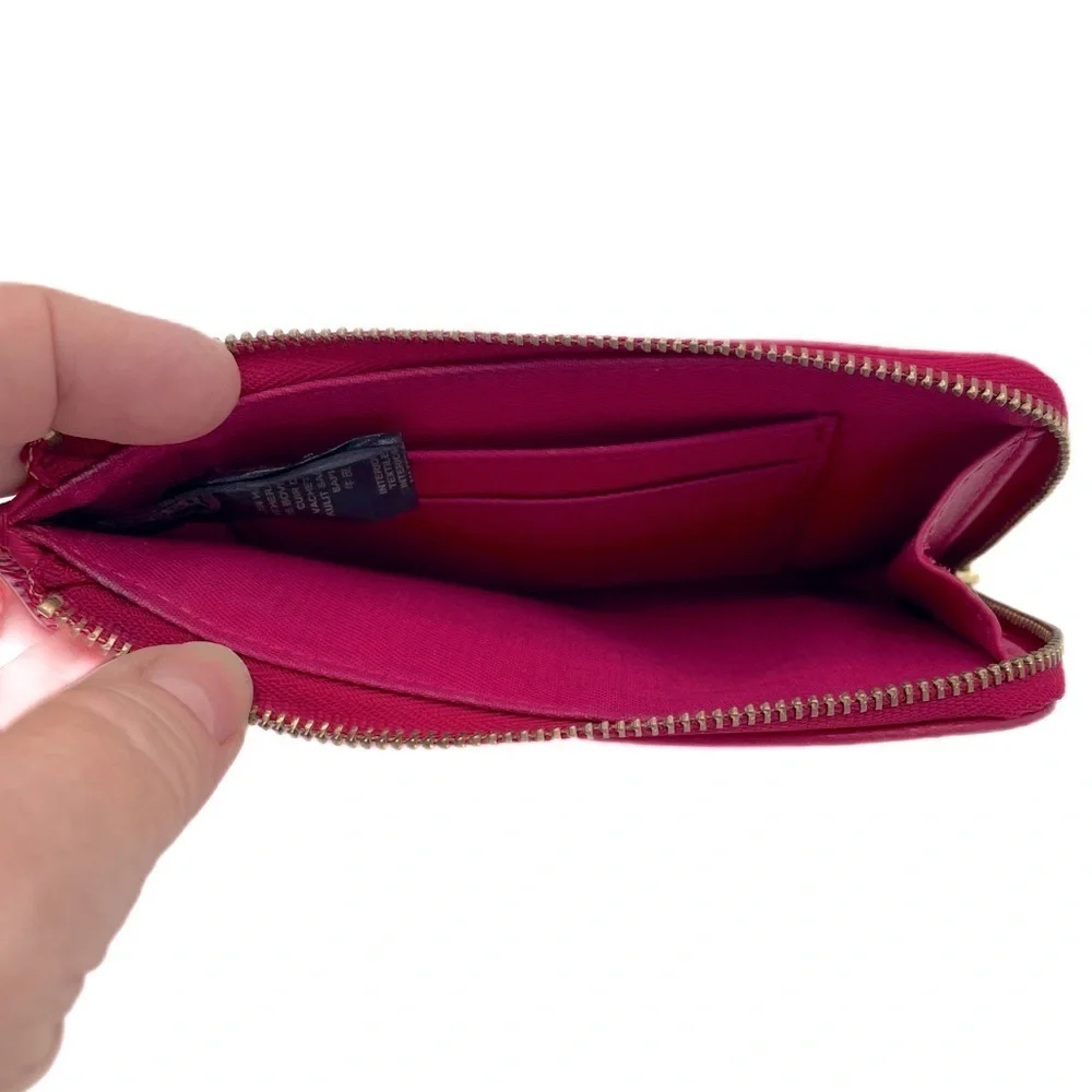 FOSSIL LEATHER Long Live Vintage coin purse/card wallet/phone case, dark pink